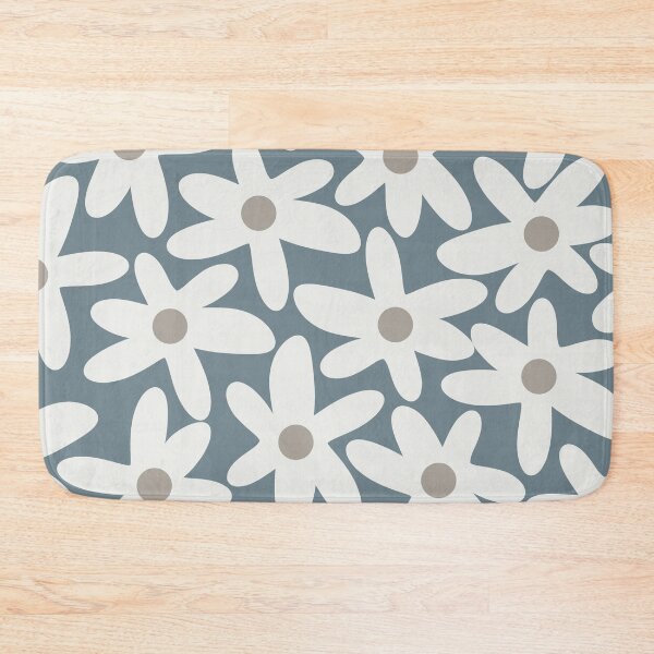 Item preview, Daisy Time Retro Floral Pattern Neutral Blue Grey Tones designed and sold by kierkegaard.