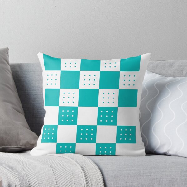 Item preview, Aquamarine & white doted checkerboard  designed and sold by UniqueDesignHub.