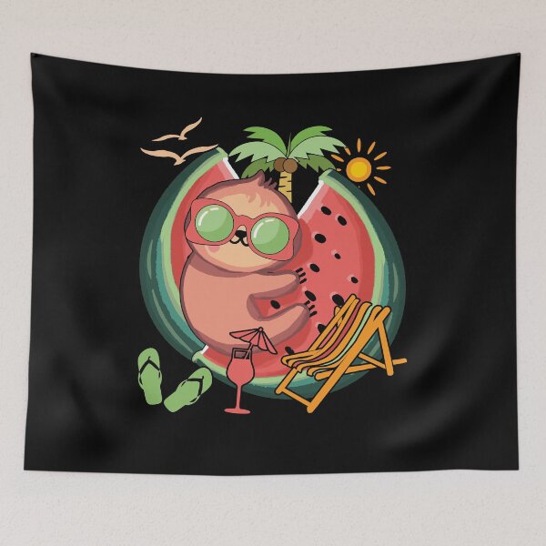 Item preview, Funny Sloth Sunglasses Exotic Summer Tropical Fruit Watermelon designed and sold by bestshirtdesign.