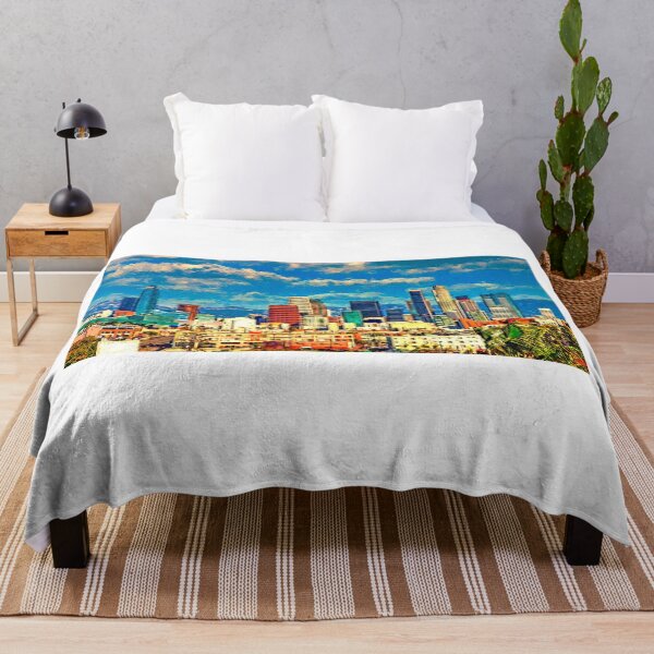 Item preview, Downtown Los Angeles cityscape with its skyscrapers - digital painting effect designed and sold by NickoPrints.