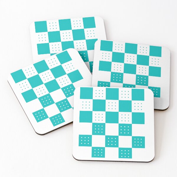 Item preview, Aquamarine & white doted checkerboard  designed and sold by UniqueDesignHub.