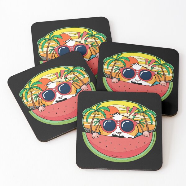 Item preview, Funny Guinea Pig Tropical Summer Palm Trees Exotic Fruit Watermelon designed and sold by bestshirtdesign.
