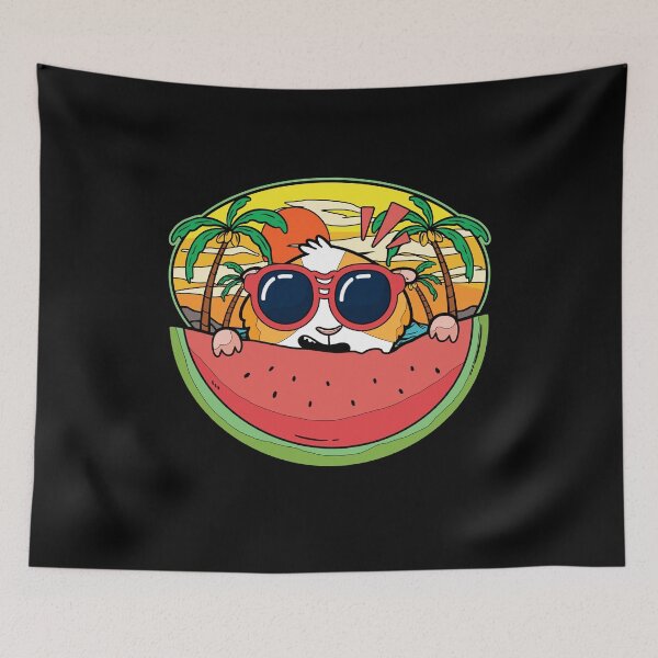 Item preview, Funny Guinea Pig Tropical Summer Palm Trees Exotic Fruit Watermelon designed and sold by bestshirtdesign.