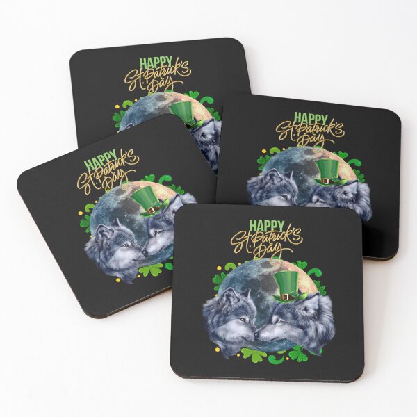 Item preview, St Patrick's Day Irish Saint Patrick Shamrock Stare Wolf designed and sold by Barnissim.