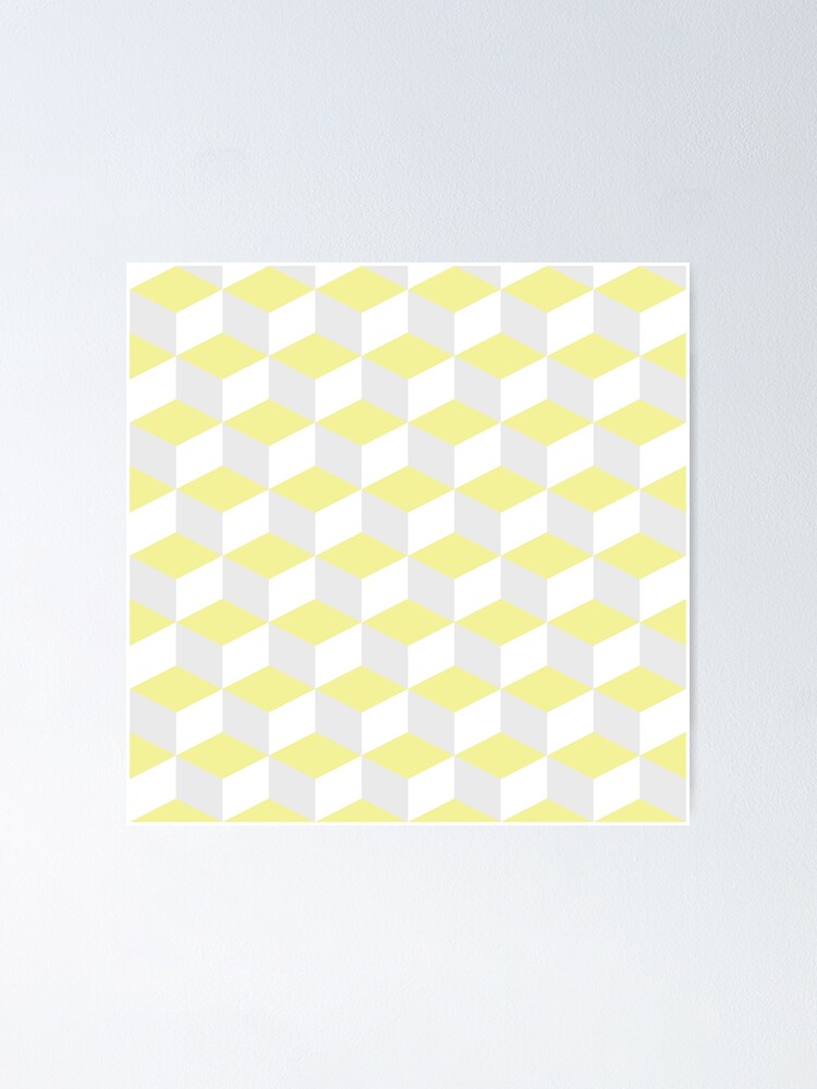 Pastel Yellow, Light Gray Geometric Pattern Poster for Sale by  patternplaten