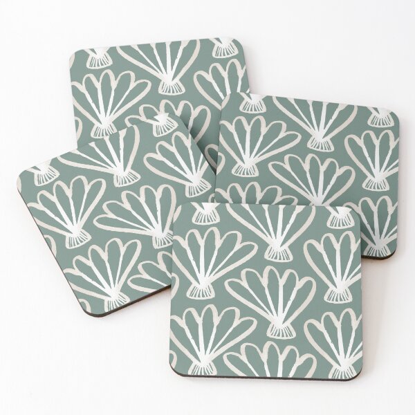 Item preview, Watercolour scallop shell on green designed and sold by Ashleigh Fish.