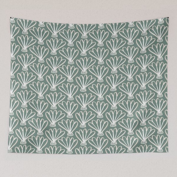 Item preview, Watercolour scallop shell on green designed and sold by Ashleigh Fish.