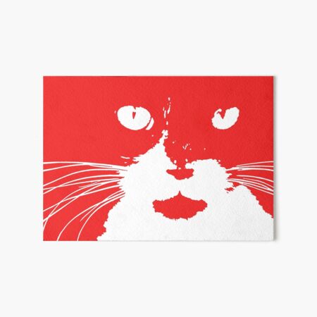 Cat Print/My Patch Abstract Graphic Cat Print Red and White – Jenny Meehan Design Art Board Print