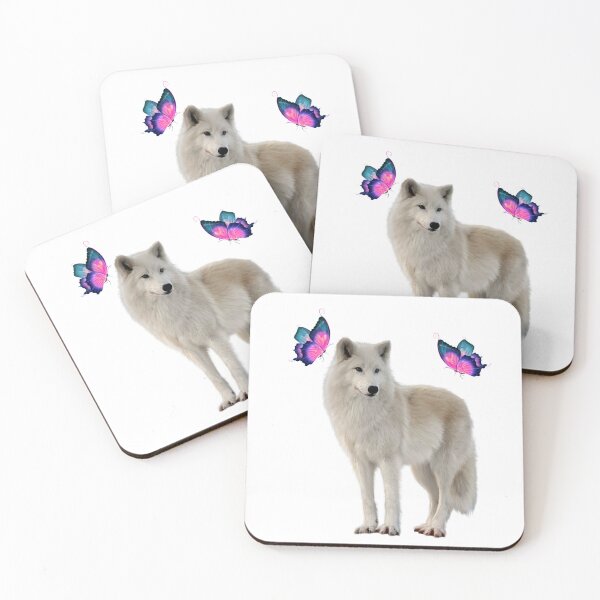 Item preview, White Wolf With Beautiful Butterflies designed and sold by RMelissart.
