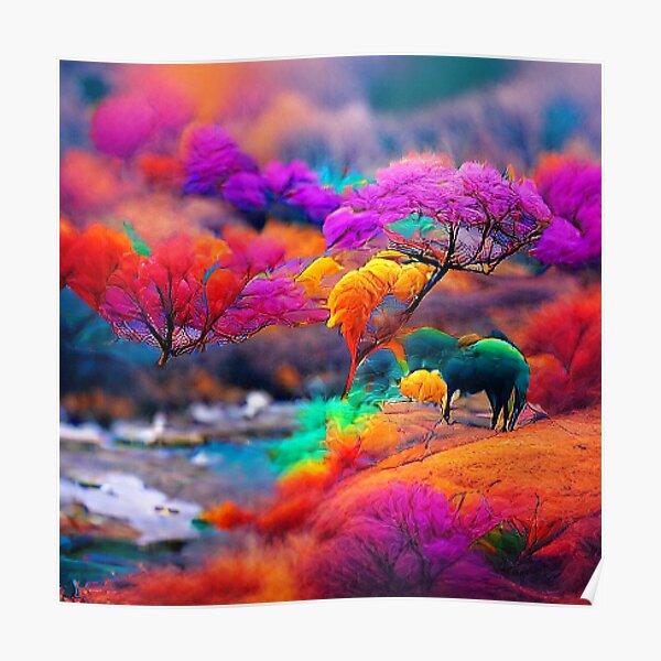 "Pink Landscape Art Work paintings." Poster for Sale by Sloyar Redbubble