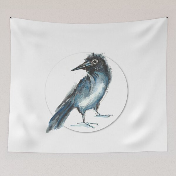 Item preview, crow raven bird black plumage cheeky illustration designed and sold by originalstar.