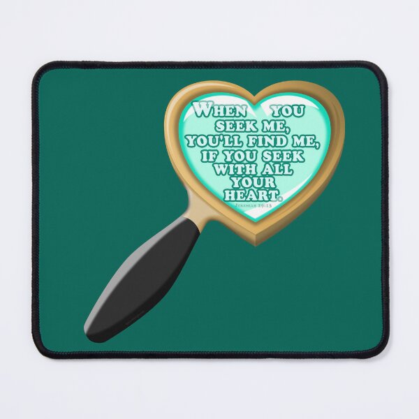 Item preview, Heart magnifying glass with Bible verse Jeremiah 29:13: Seek God with all your heart designed and sold by GiborDesign.
