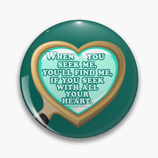 Item preview, Heart magnifying glass with Bible verse Jeremiah 29:13: Seek God with all your heart designed and sold by GiborDesign.