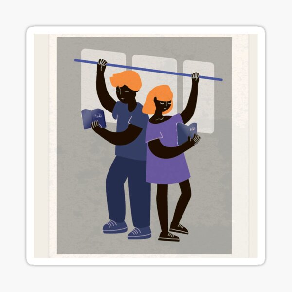 Book lovers in the subway Sticker
