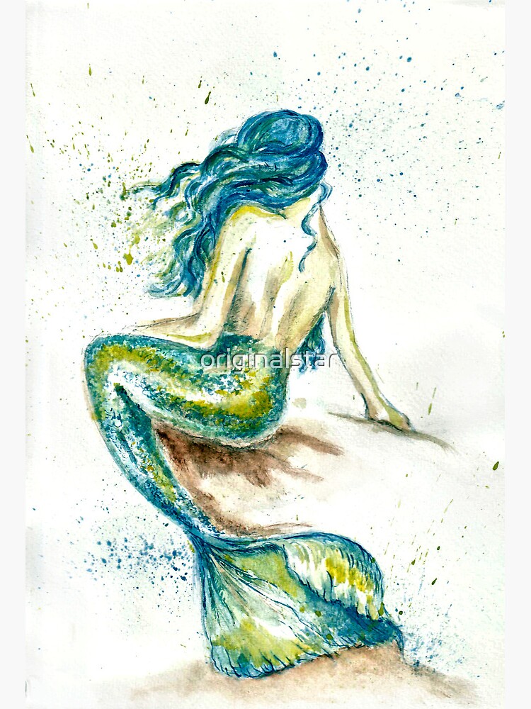 fille sirène assise sur une pierre. belle sirène. femme mystique de conte  de fées avec queue de poisson. 6988905 Art vectoriel chez Vecteezy