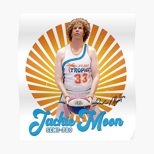 33 JACKIE MOON (Will Ferrell) Flint Tropics ABA Semi-Pro Movie Throwback  Jersey--NEW