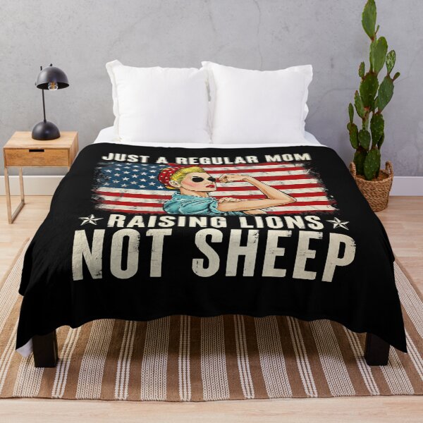 Item preview, Just A Regular Mom Raising Lions Not Sheep Patriot Flag designed and sold by davetmccall.
