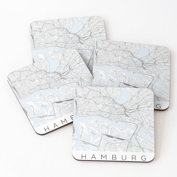 Item preview, Hamburg map minimalist in colour with blue and green designed and sold by DesireeVDA.