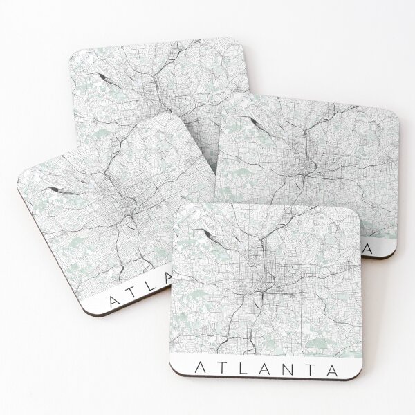 Item preview, Atlanta map minimalist in colour with blue and green designed and sold by DesireeVDA.