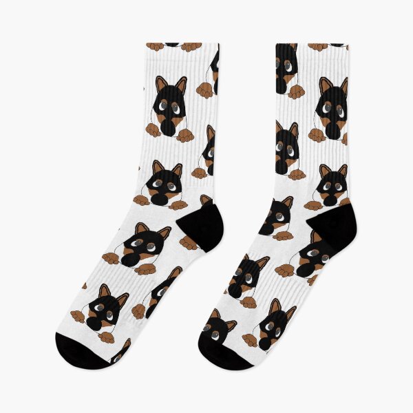 Item preview, shiba black and tan peeking cartoon  designed and sold by amvien855.