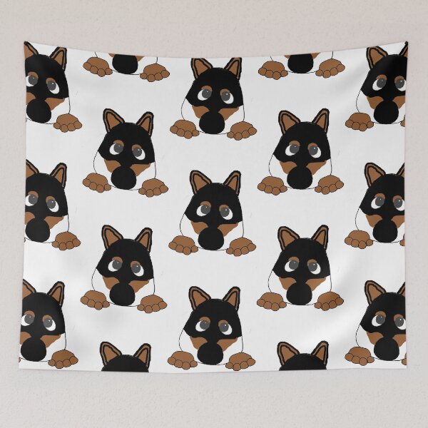 Item preview, shiba black and tan peeking cartoon  designed and sold by amvien855.