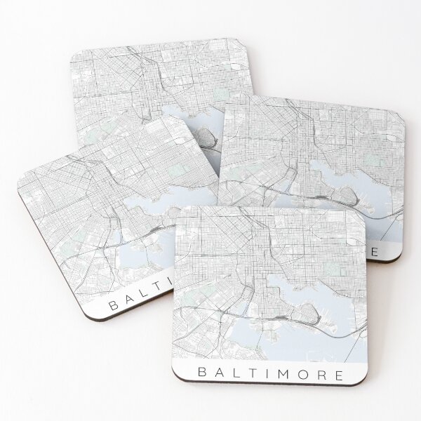 Item preview, Baltimore map minimalist in colour with blue and green designed and sold by DesireeVDA.