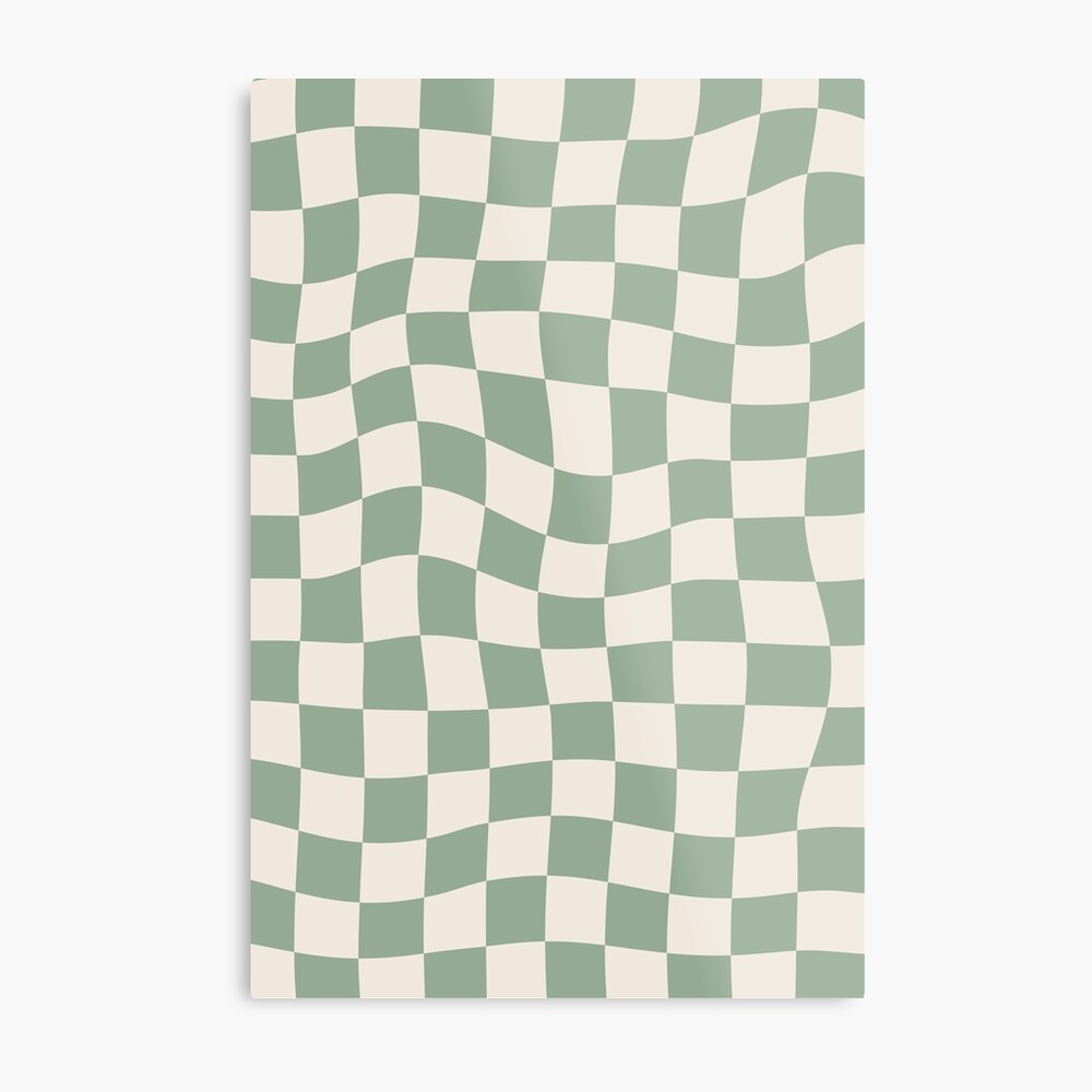 Checkerboard Check Checkered Pattern in Sage Olive Green and Beige