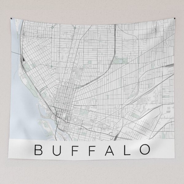 Item preview, Buffalo map minimalist in colour with blue and green designed and sold by DesireeVDA.