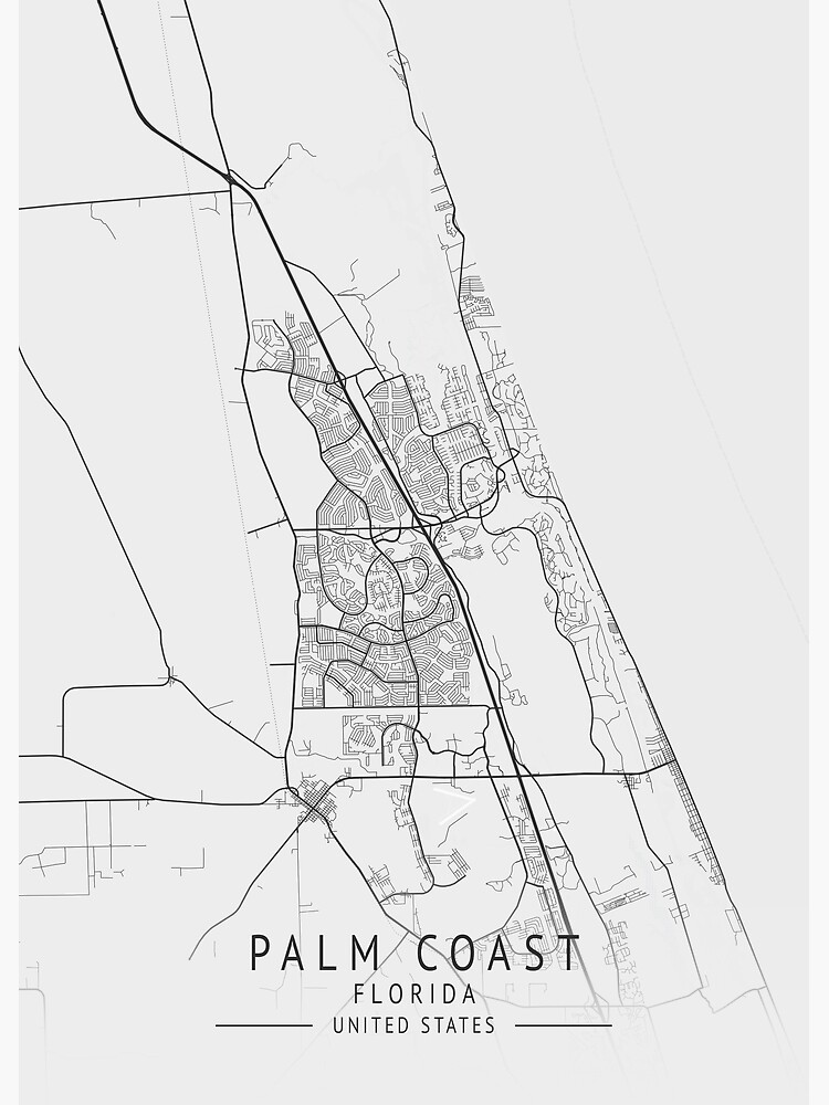"Palm Coast Florida US Gray City Map" Poster for Sale by ctmapprint