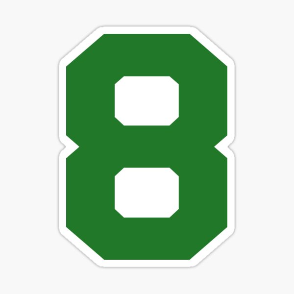 "Number 8, Green eight, Sports number 8" Sticker by TheCultStuff
