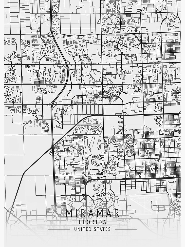 "Miramar Florida US Gray City Map" Photographic Print for Sale by