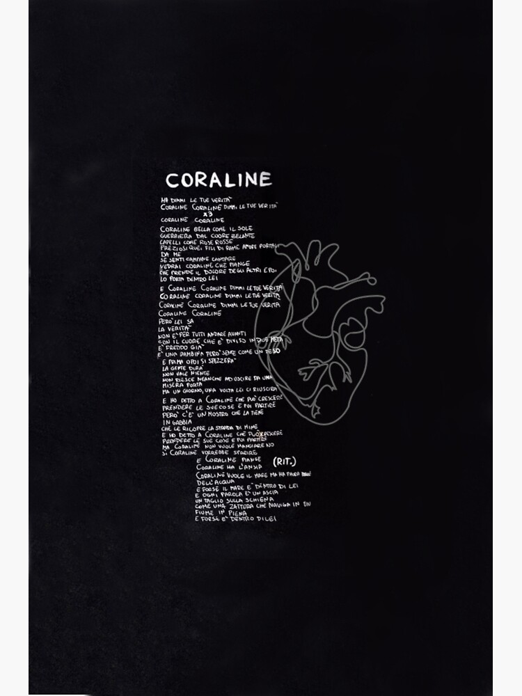 Making Up A Song About Coraline Lyrics "Maneskin Coraline Lyrics Illustration" Photographic Print by