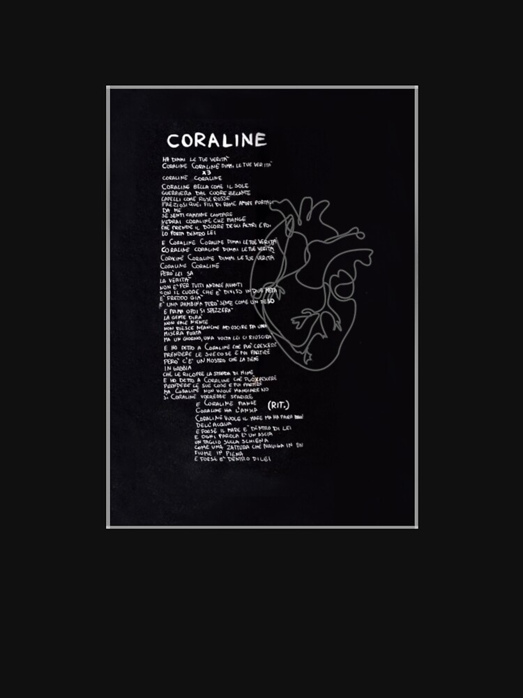 "Maneskin Coraline Lyrics Illustration" Tshirt by monchaelin Redbubble