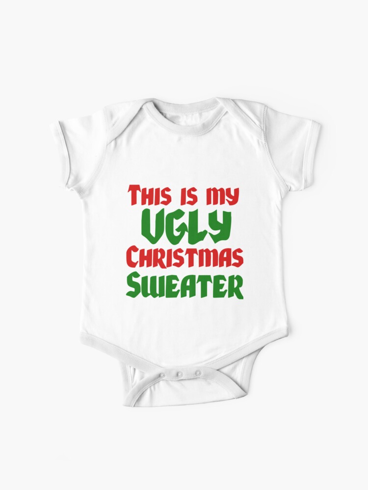 Ugly Xmas Sweater Santa Sleigh Red Infant Newborn One Piece