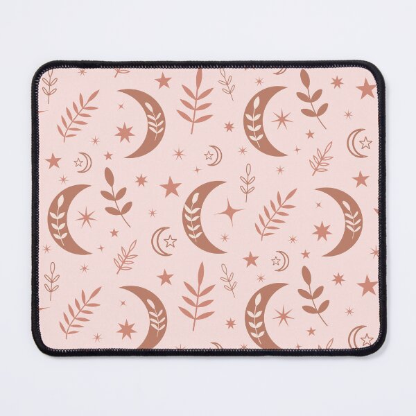 Item preview, Beautiful earthy boho moon pattern in brown  with leaves and stars  designed and sold by Yasminepatterns .