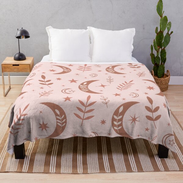Item preview, Beautiful earthy boho moon pattern in brown  with leaves and stars  designed and sold by Yasminepatterns .