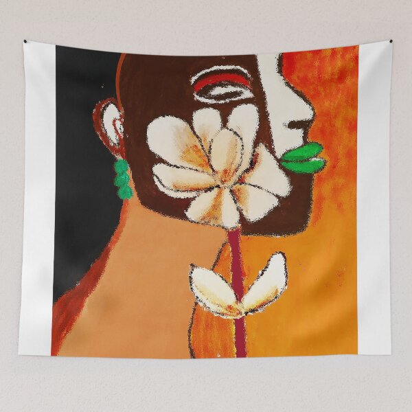 Item preview, Woman with Green Lips White Flower Fine Art  designed and sold by mcgee56.