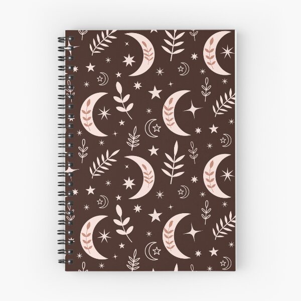 Item preview, Cute Boho moon pattern with leaves and stars on dark brown  designed and sold by Yasminepatterns .