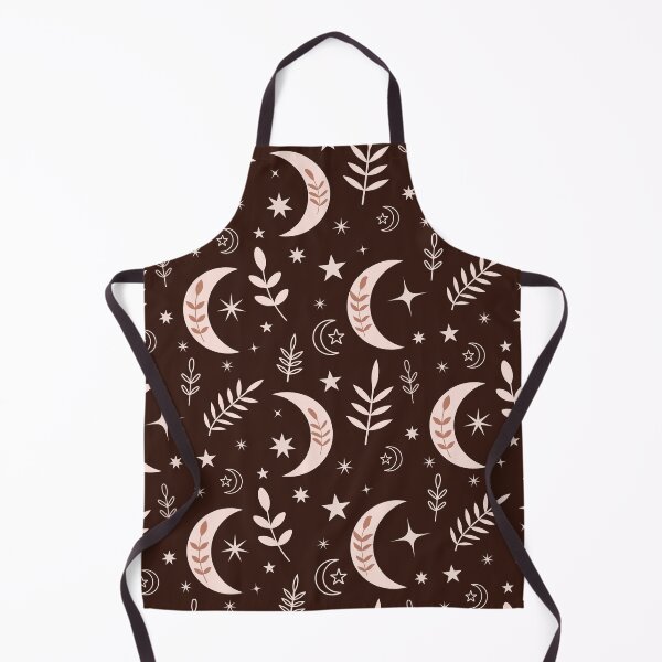 Item preview, Cute Boho moon pattern with leaves and stars on dark brown designed and sold by Yasminepatterns .