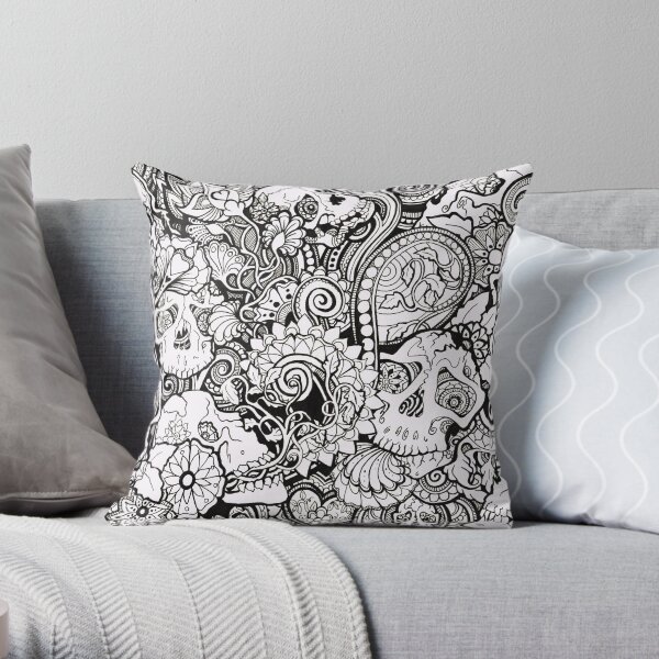 Skulls All Over Throw Pillow