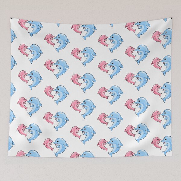 Item preview, Pink And Blue Glitter Dolphins Cute designed and sold by KimoStudio.