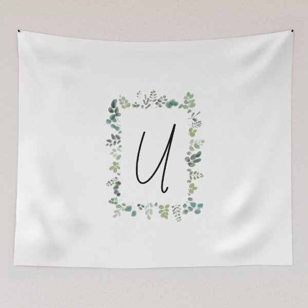 Item preview, Monogram with Green Leaves | Monogram Letter U designed and sold by JustSeasons.