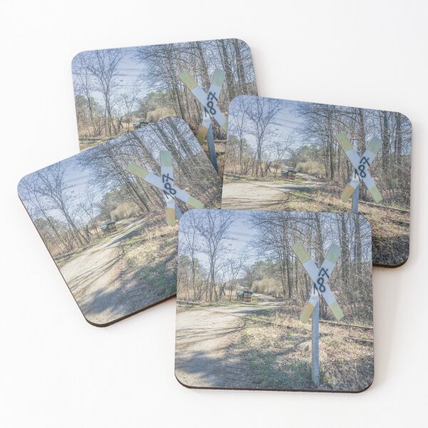 Item preview, Dirt road that leads over old weathered railway tracks in the forest designed and sold by Ingo Menhard.