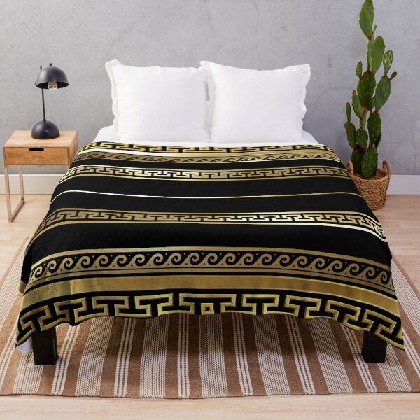 Item preview, Gold Black Greek Key Meander designed and sold by Yiorgos Designs.