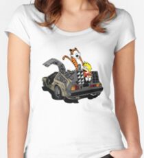 CALVIN AND HOBBES DELOREAN Women's Fitted Scoop T-Shirt