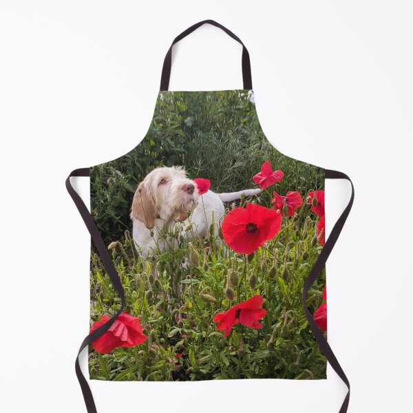 Item preview, Spinone puppy with poppies by heidiannemorris © designed and sold by FOLK ART FUSION by heidiannemorris.