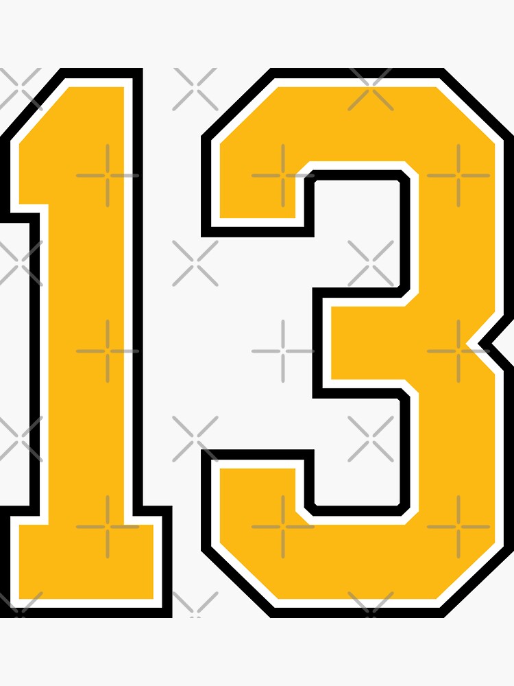 Number 13 lucky sports jersey thirteen Sticker for Sale by HeavyStyle