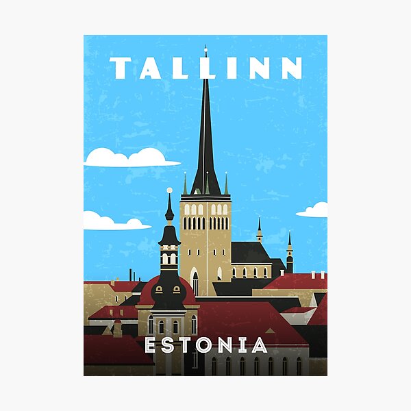 Vista previa del artículo con la obra «Tallin, Estonia: cartel minimalista de viajes retro», diseñado y vendido por GreekTavern1979.