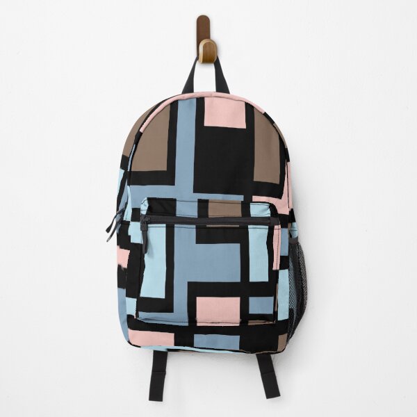 Item preview, Geometric Art Deco Style Blue Pink Brown Black Outline  designed and sold by taiche.