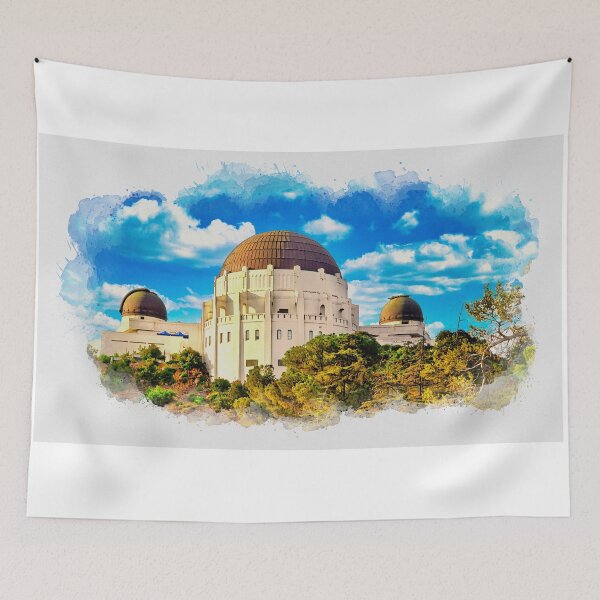 Item preview, Griffith Observatory, Los Angeles - watercolor painting designed and sold by NickoPrints.